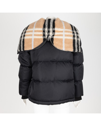 Burberry Kurtka czarna z kapturem w krate