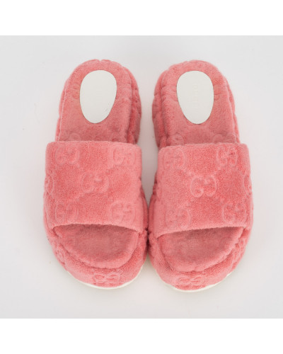 Gucci Buty klapki różowe na platformie