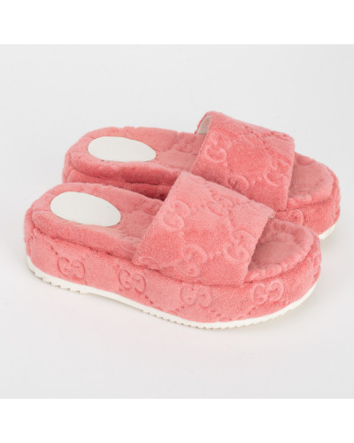 Gucci Buty klapki różowe na platformie