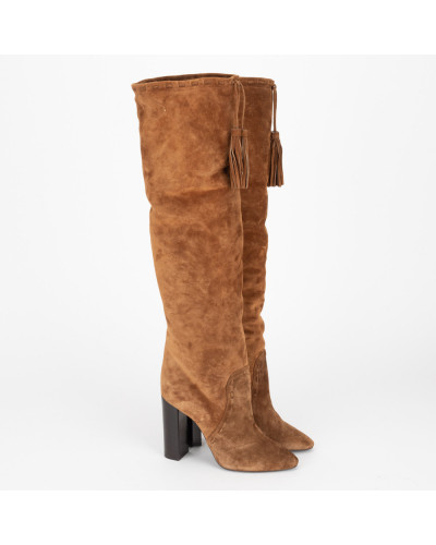 Saint Laurent  Kozaki brazowe zamszowe