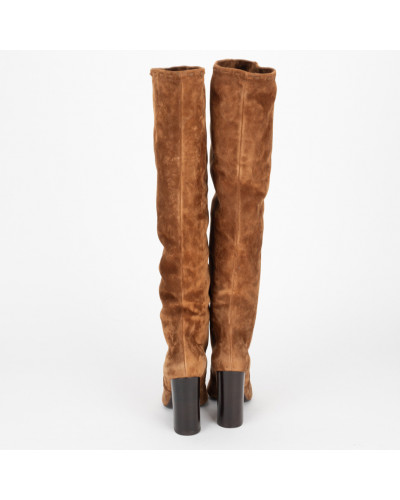 Saint Laurent  Kozaki brazowe zamszowe