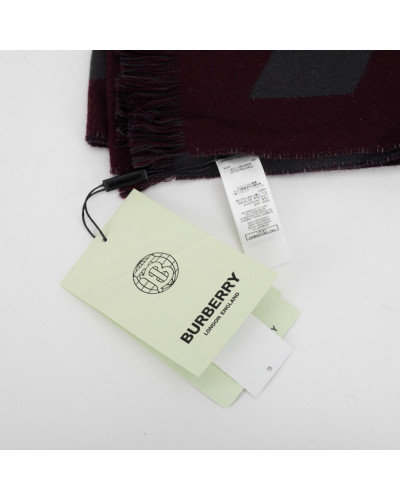 Burberry Szalik szaro bordowy z logo
