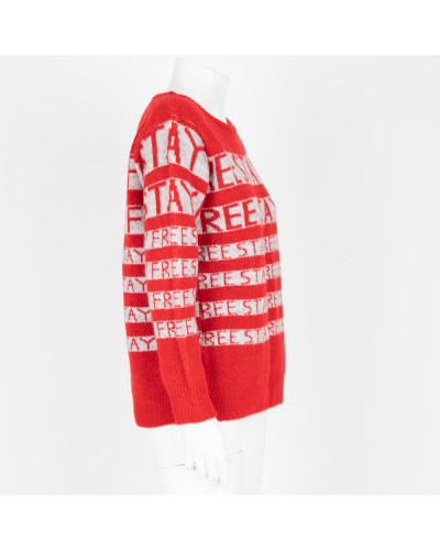 Trussardi Sweter czerwony w napisy