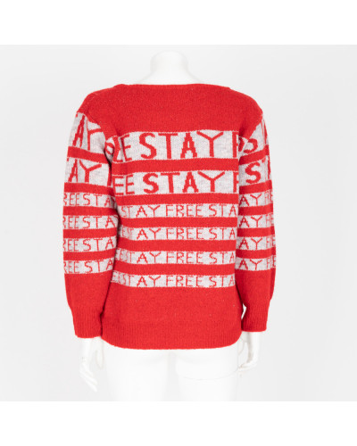 Trussardi Sweter czerwony w napisy