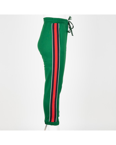 Gucci Ubranie Zielone spodnie z czarno - czerwonym lampasem