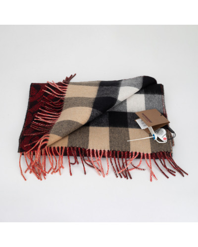Burberry Szalik dwustronny kaszmirowy tb bordo