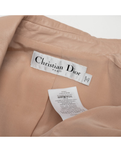 Dior Marynarka skórzana beżowa