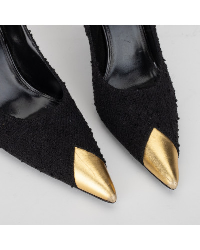 Saint Laurent  Szpilki czarno złote zdarte czubki