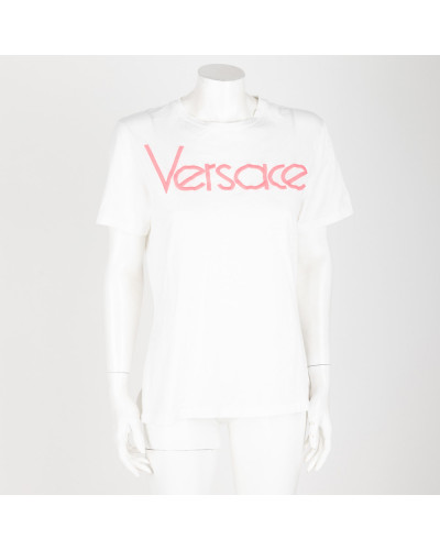 Versace T-shirt biały z neonowym logo