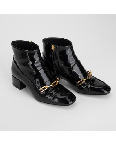 Burberry Botki czarne lakierowane