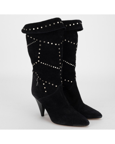 Isabel Marant Buty czarne botki na obcasie z jetami