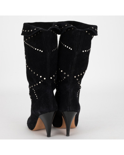 Isabel Marant Buty czarne botki na obcasie z jetami