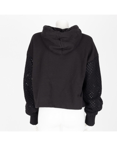 Pinko Bluza czarna z ażurowymi rękawami