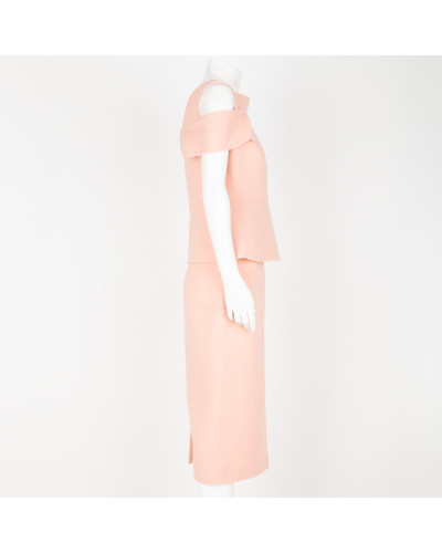 Roland Mouret Ubranie łososiowy komplet top+spódnica