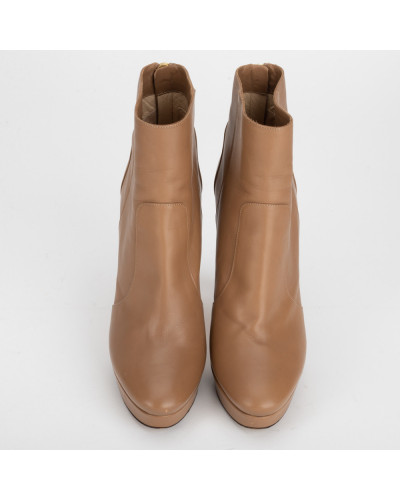 Jimmy Choo Buty brązowe botki na obcasie