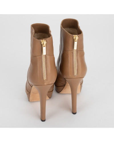 Jimmy Choo Buty brązowe botki na obcasie