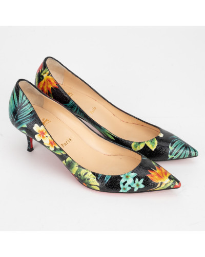 Christian Louboutin szpilki czarne w kwiaty