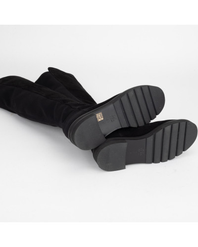 Stuart Weitzman botki płaskie czarne zamszowe