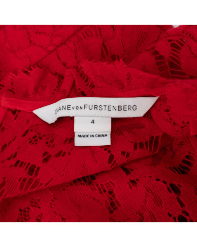 Diane Von Furstenberg Sukienka czerwona koronkowa