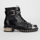 Alexander McQueen Botki czarne z jetami i srebrnym czubkiem