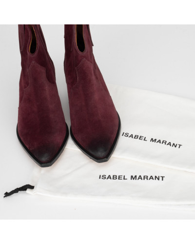 Isabel Marant Buty botki zamszowe bordowe