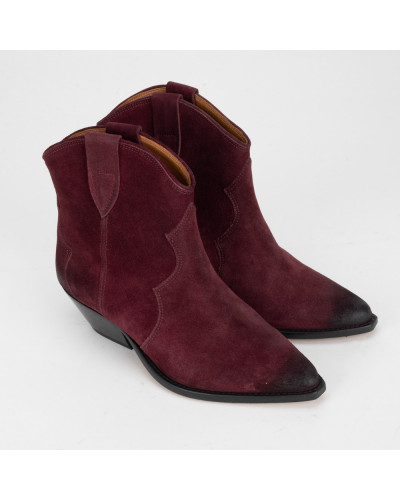 Isabel Marant Buty botki zamszowe bordowe