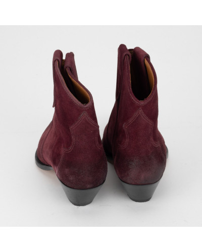 Isabel Marant Buty botki zamszowe bordowe