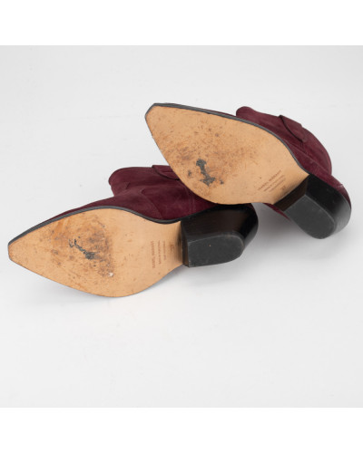 Isabel Marant Buty botki zamszowe bordowe