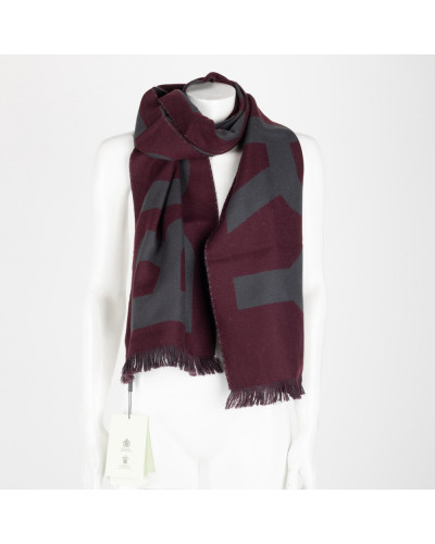 Burberry Szalik szaro bordowy z logo
