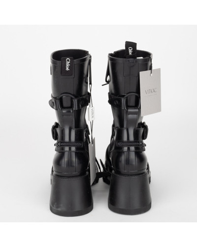 Chloe Buty czarne botki gumowe