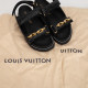 Louis Vuitton Buty sandały czarne ze złotym łańcuchem