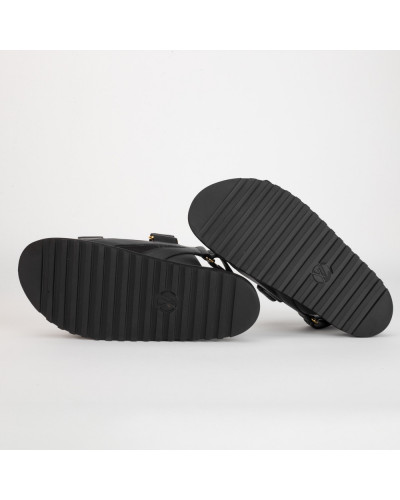 Louis Vuitton Buty sandały czarne ze złotym łańcuchem