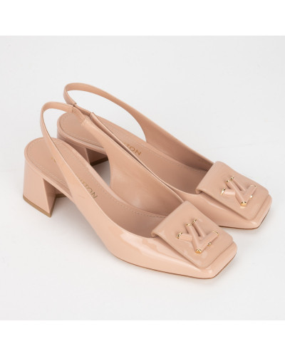 Louis Vuitton Buty beżowe sandałki na obcasie