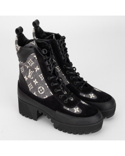 Louis Vuitton Buty botki czarne w monogram