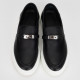Hermes Buty mokasyny czarne z białą podeszwą