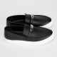 Hermes Buty mokasyny czarne z białą podeszwą