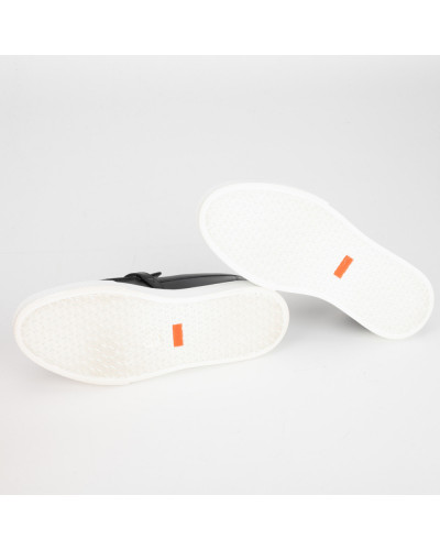 Hermes Buty mokasyny czarne z białą podeszwą