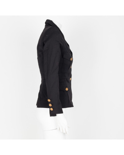 The Kooples Ubranie czarna marynarka ze złotymi guzikami