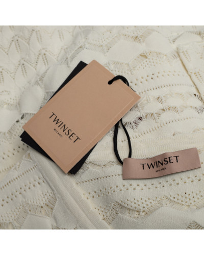 Twinset Ubranie kremowa bluzka ażurowa
