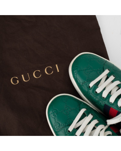 Gucci Buty zielone sneakersy