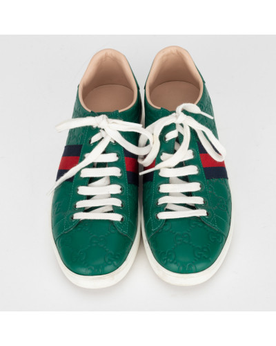 Gucci Buty zielone sneakersy