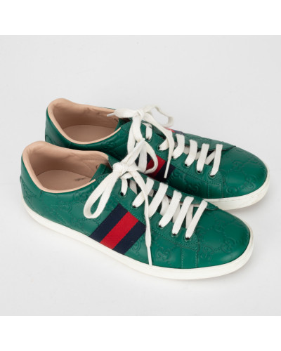 Gucci Buty zielone sneakersy