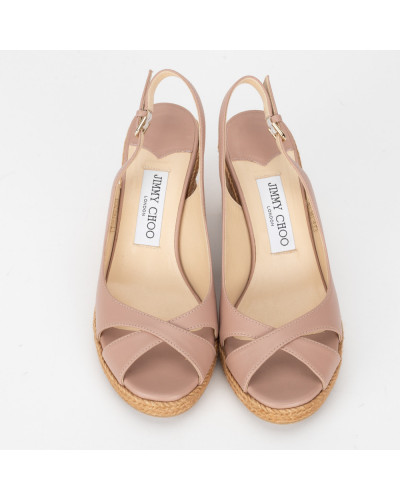 Jimmy Choo Buty jasnoróżowe sandałki na koturnie
