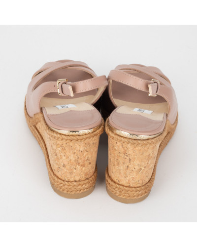 Jimmy Choo Buty jasnoróżowe sandałki na koturnie