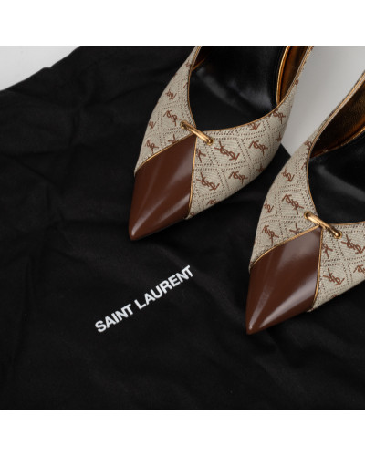Saint Laurent  Szpilki brazowe w monogram