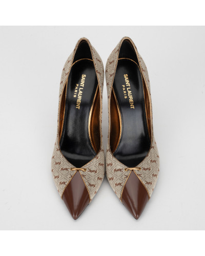 Saint Laurent  Szpilki brazowe w monogram