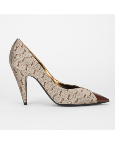 Saint Laurent  Szpilki brazowe w monogram