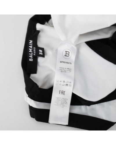 Balmain Ubranie biało-czarny top sportowy