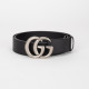 Gucci Pasek czarny srebrna klamra