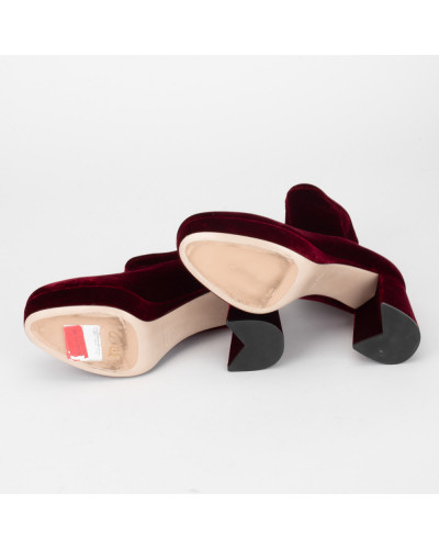Miu Miu Botki bordowe welurowe